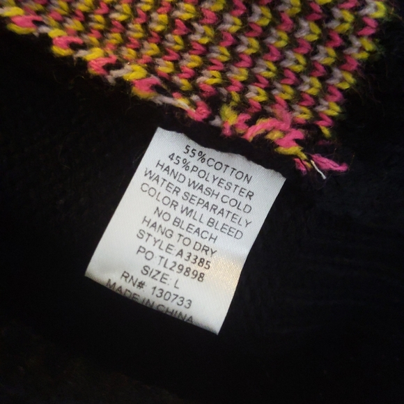 Umgee USA Black Floral Sweater Women’s Large | Lace-Up Back Long Sleeve Top - Picture 10 of 10